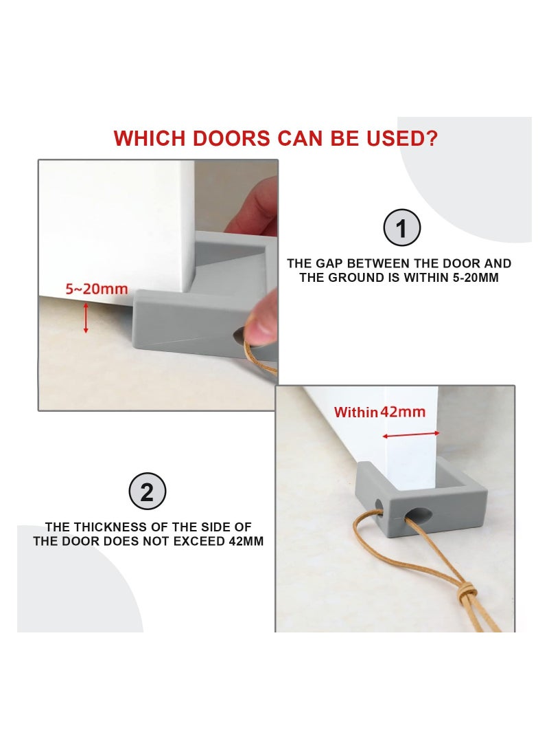 Rubber Door Wedge Anti Skid Grey Stops Adjustable Size Stop No Punch Doorstop Slip Indoors for Gaps from 5 to 20 cm