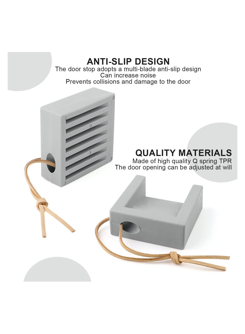 Rubber Door Wedge Anti Skid Grey Stops Adjustable Size Stop No Punch Doorstop Slip Indoors for Gaps from 5 to 20 cm