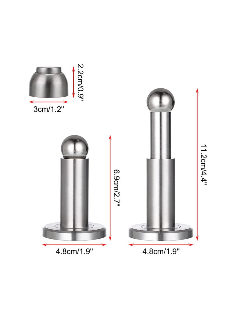 Sturdy Magnetic Door Stopper Adjustable Stainless Steel Stop with Hardware Wall Mounted Magnetism Metal Doorstop for Bedroom Bathroom Kitchen Home Office Silver