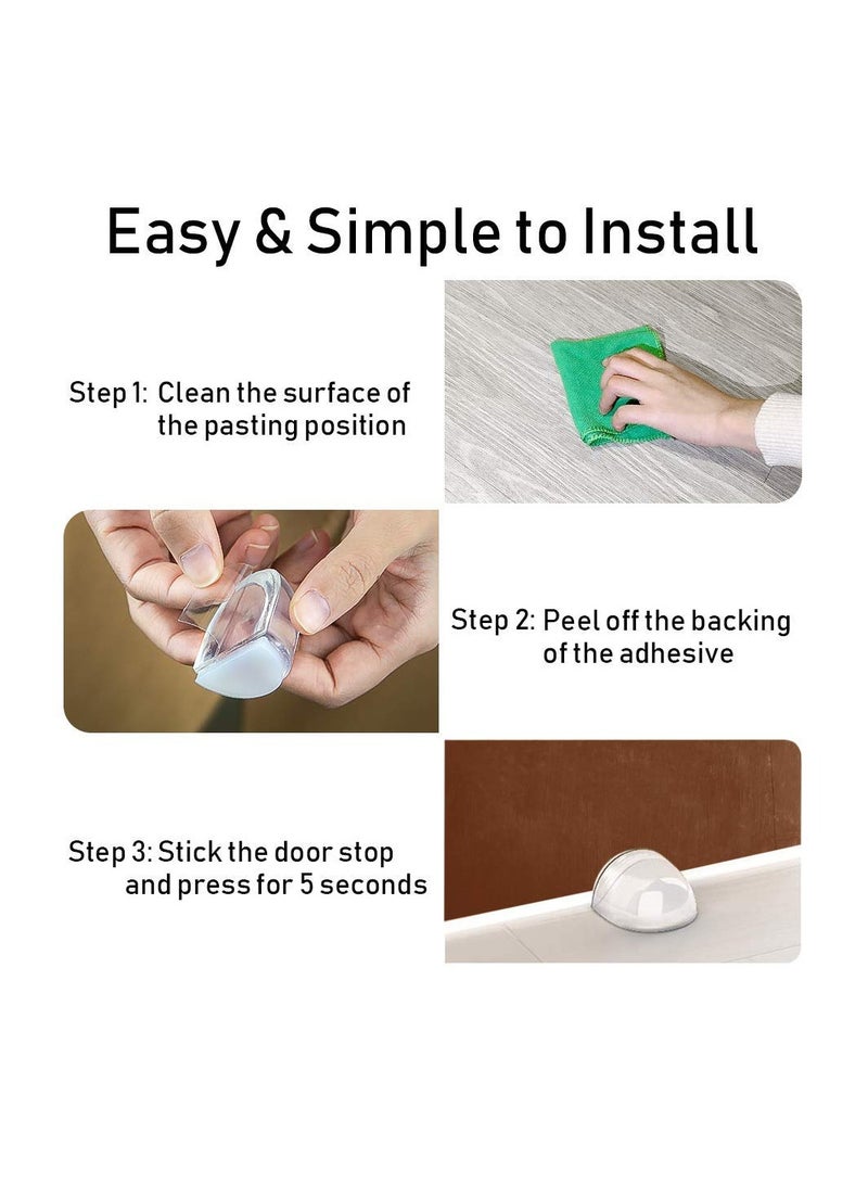 Doorstop, Wall Protection Self-Adhesive Door Stopper for Door Buffer Floor Stop Shock Absorbent Wall Bumper for The Home and Office Wall Protector - Clear 4pcs