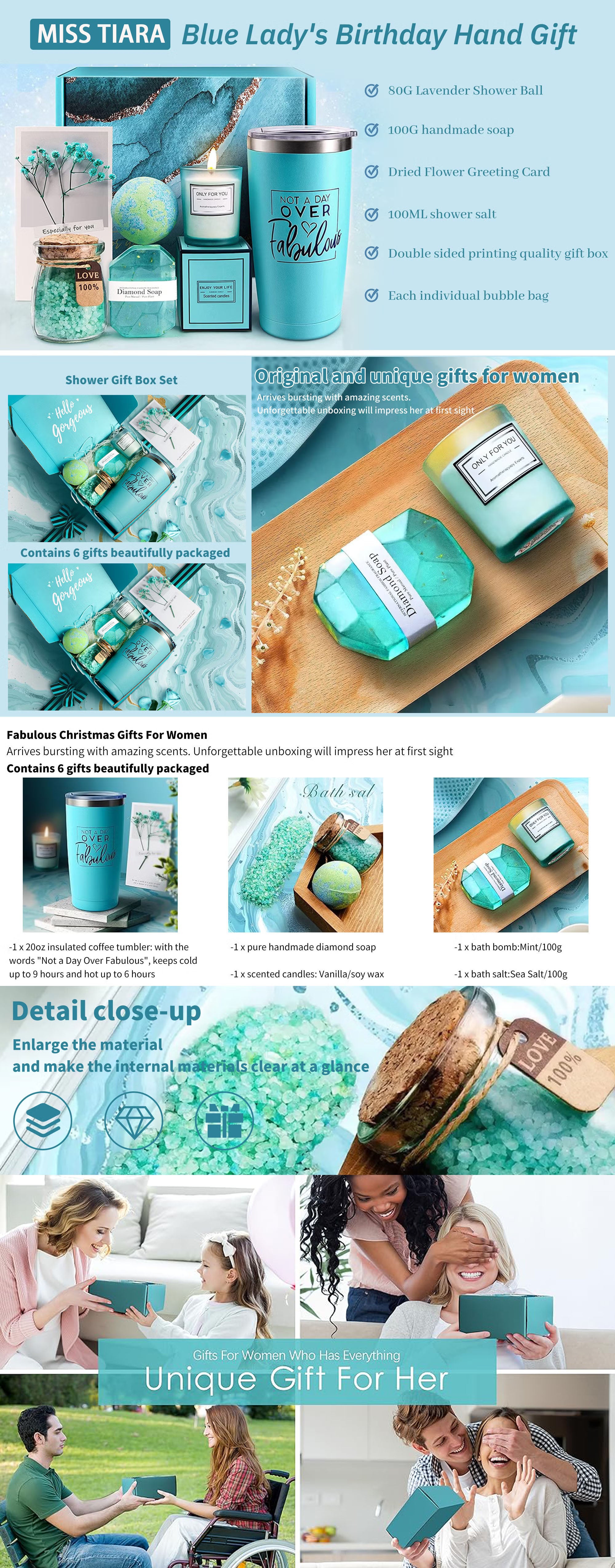 Birthday Gifts for Women, Relaxing Spa Gift Basket Set, Unique Gift Ideas for Women, Gifts for Mom Sister Best Friend Wife, Coworker Teacher Nurse Gifts for Women