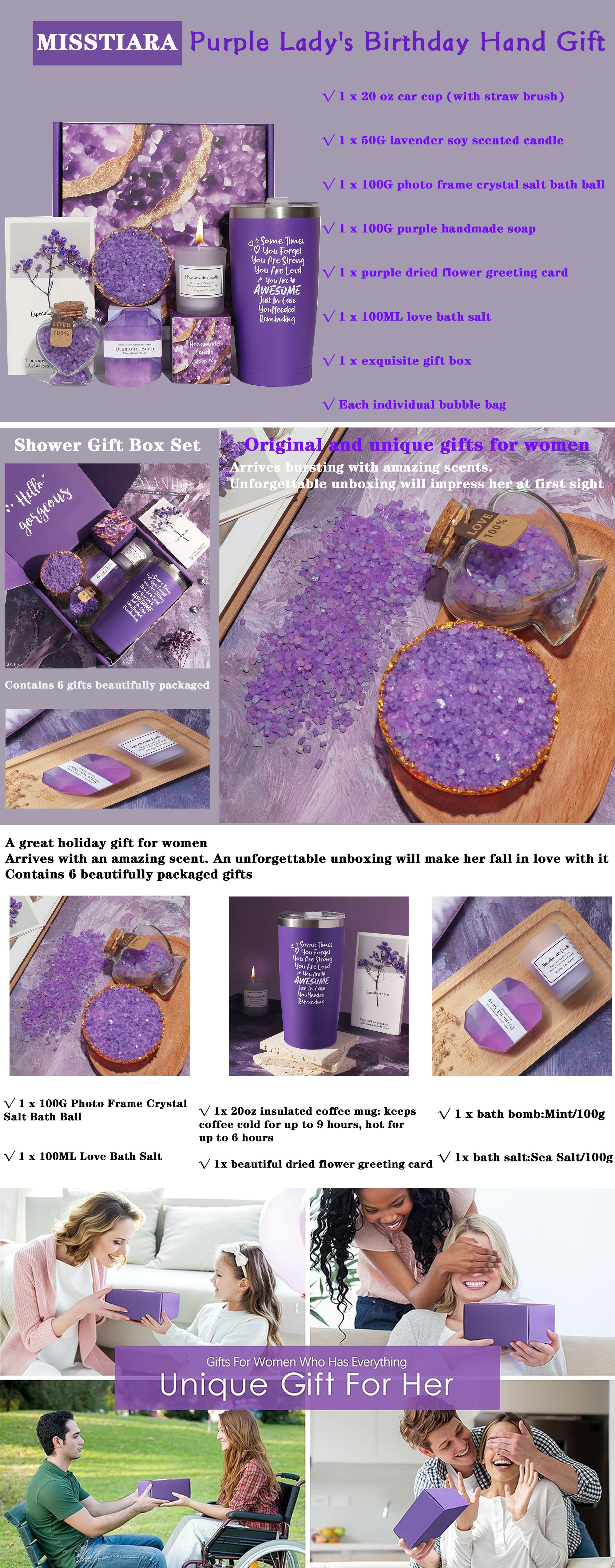 Birthday Gifts for Women, Relaxing Spa Gift Basket Set, Unique Gift Ideas for Women, Gifts for Mom Sister Best Friend Wife, Coworker Teacher Nurse Gifts for Women