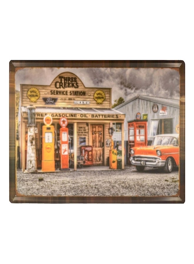 Gasoline - Oil - Batteries Dubai Vintage Metal Plate Tin Sign Multicolour