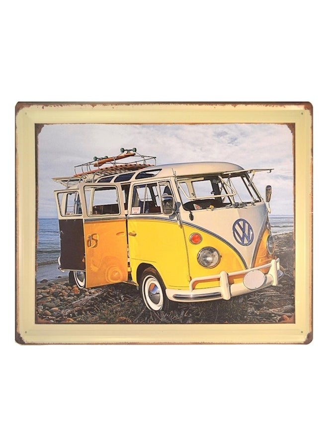 Holiday Mini Bus On Beach Dubai Vintage Metal Plate Tin Sign Multicolour