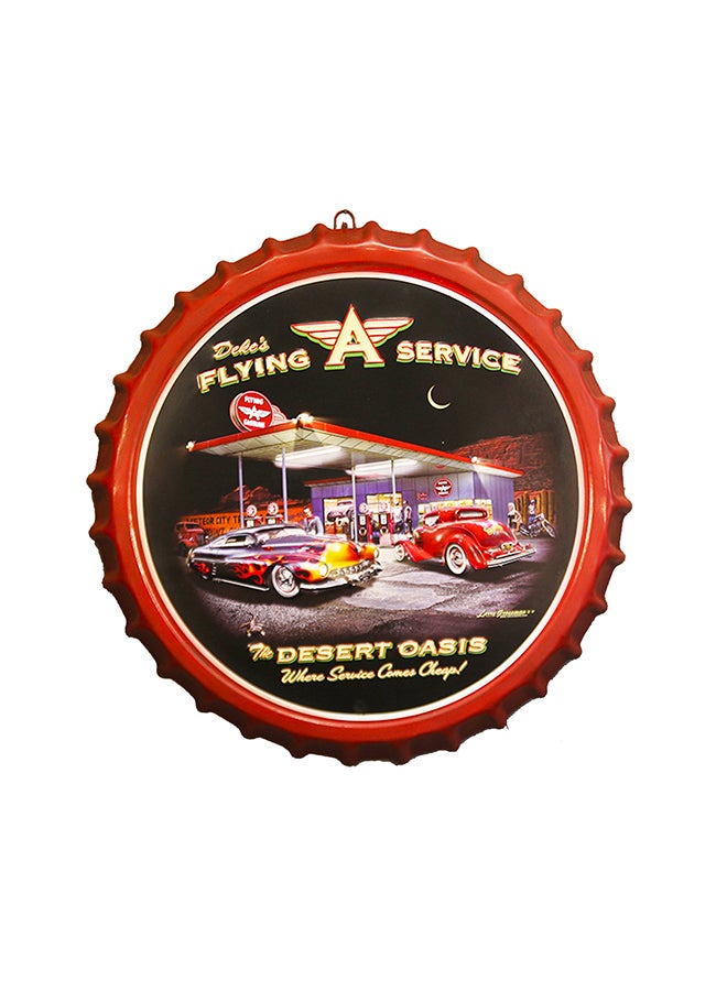 Flyting Service Station Round Wall Décor Plaque Multicolour 50x50x5cm