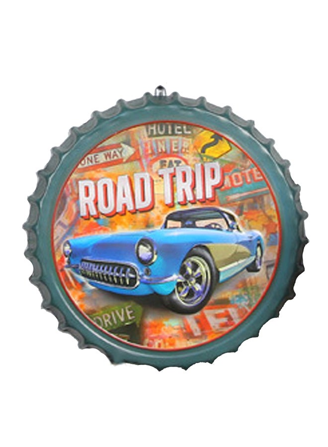 Road Trip Round Wall Décor Plaque Multicolour 50x50x5cm