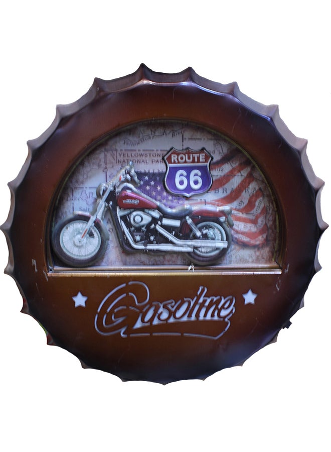 Gasoline Station Round Wall Décor Plaque Brown 42x42x4cm