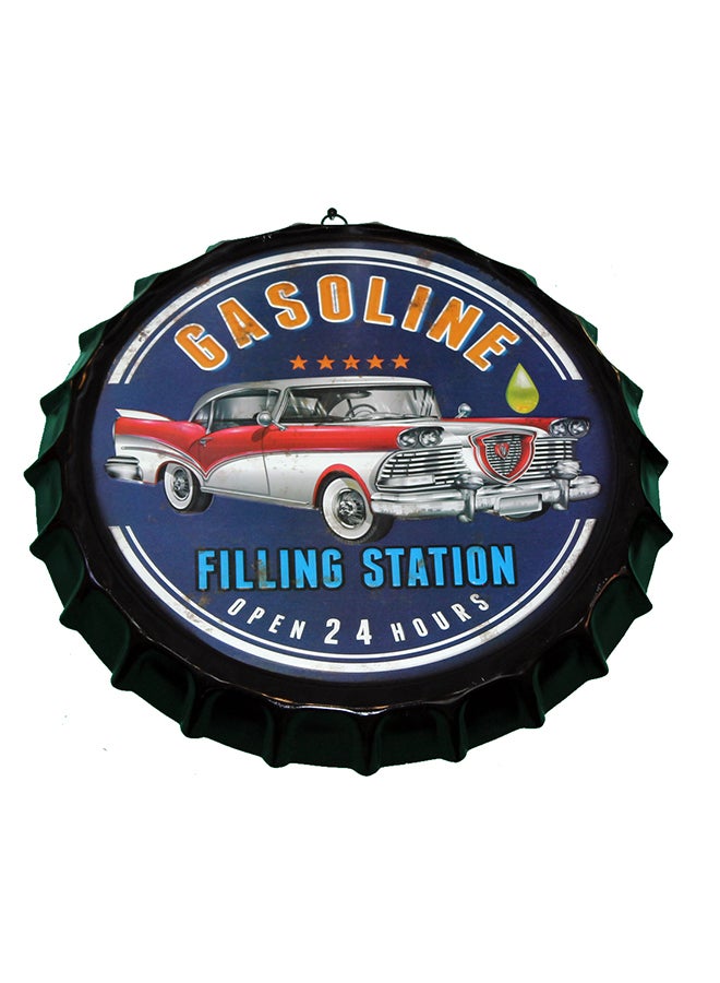 Gasoline Filling Station Wall Décor Plaque Multicolour 42x42x4centimeter