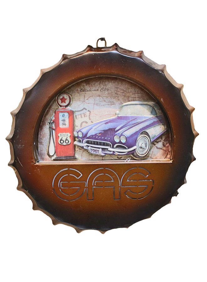 Gasoline Station Round Wall Décor Plaque Multicolour 42x42x4cm