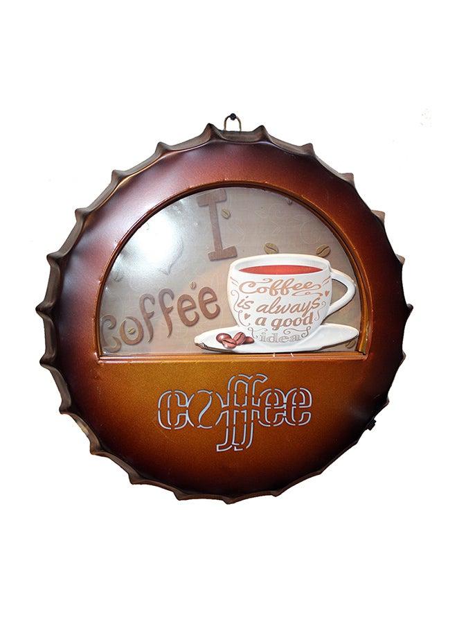 Vintage Style Coffee Round Wall Décor Plaque Multicolour 42x42x4cm