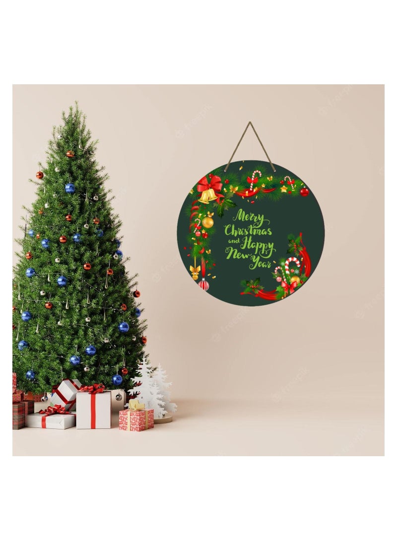 Webelkart®️ Premium Merry Christmas and Happy New Year Printed Wall Hanging Christmas Decorations Items 10 Inches