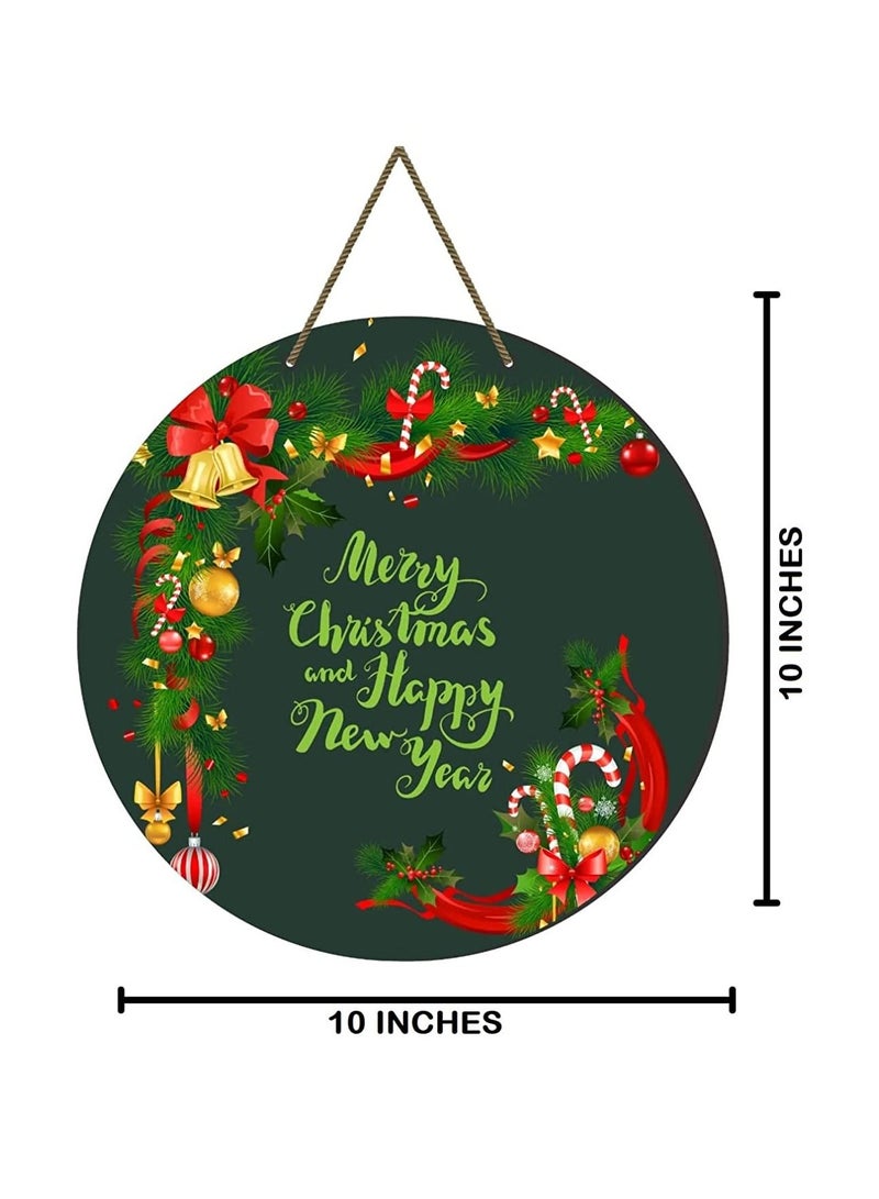 Webelkart®️ Premium Merry Christmas and Happy New Year Printed Wall Hanging Christmas Decorations Items 10 Inches