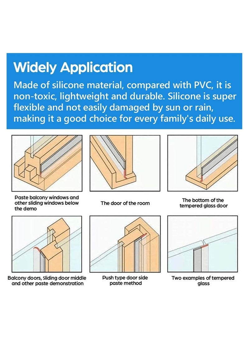 Rolls 33 Feet Door Weather Stripping Silicone Seal Strip Window Sealing Tape for Draft Stopper Adhesive Doors Windows and Shower Glass Gaps- Width 1'' 1.4''