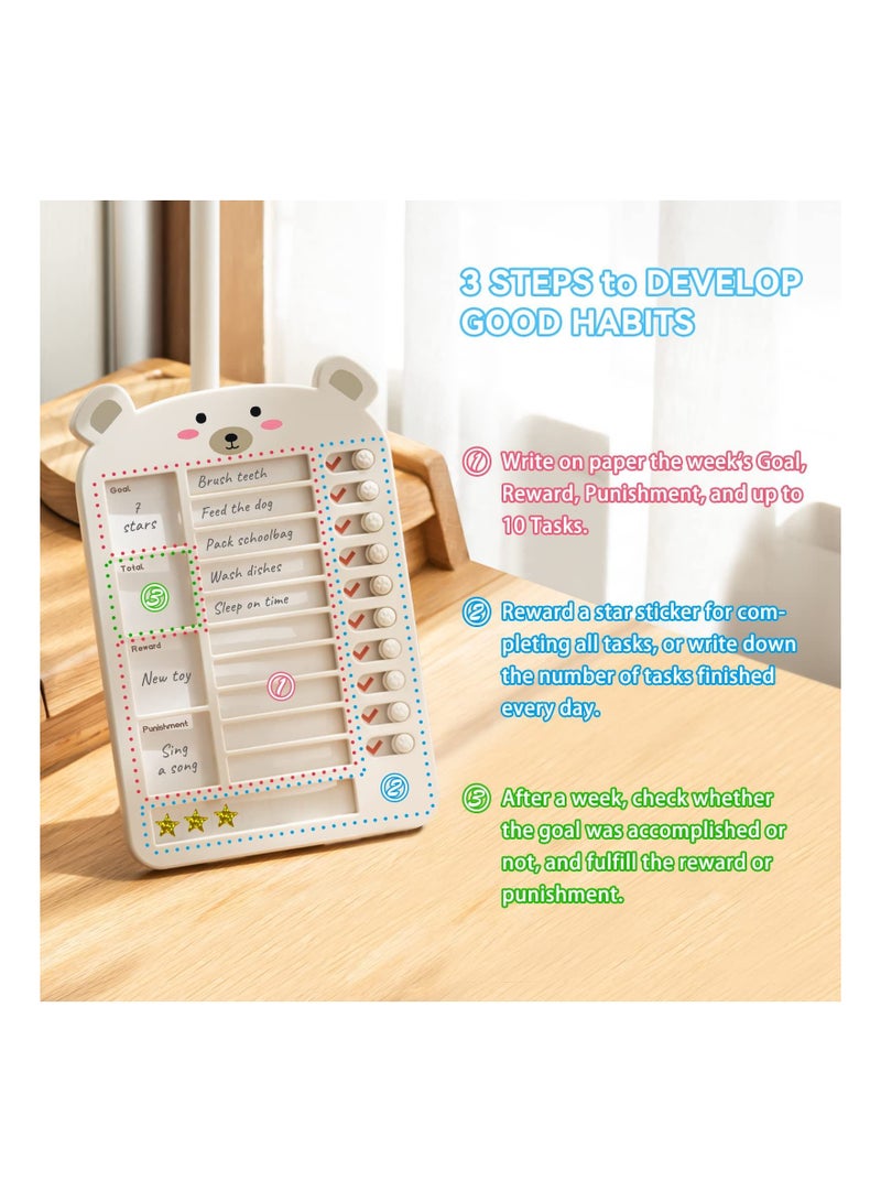 Upgraded My Chores Checklist Task Board for Kids - Habit Tracker or Daily and Weekly Planner, Reward Chart Behavior at Home (White), Chore Multiple Kids, Efficiency