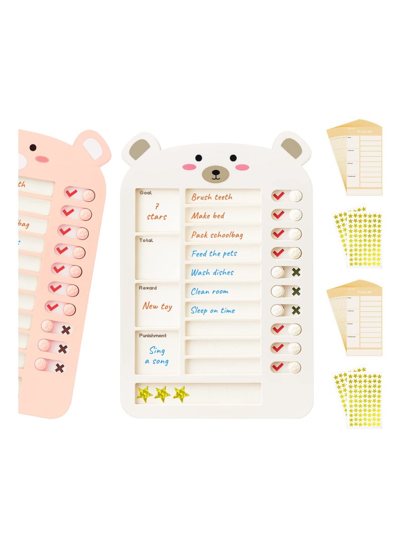 Upgraded My Chores Checklist Task Board for Kids - Habit Tracker or Daily and Weekly Planner, Reward Chart Behavior at Home (White), Chore Multiple Kids, Efficiency