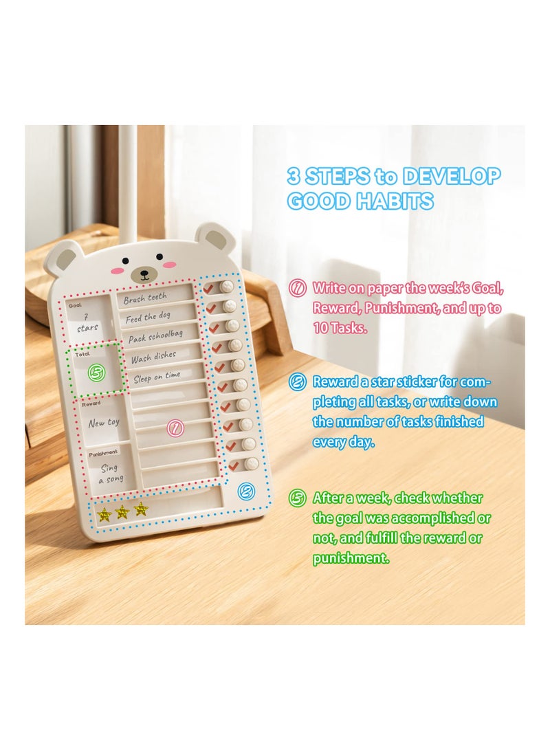 Upgraded My Chores Checklist Task Board for Kids - Habit Tracker or Daily and Weekly Planner, Reward Chart and Behavior Chart for Kids at Home (White), Chore Chart for Kids Multiple Kids, Efficiency