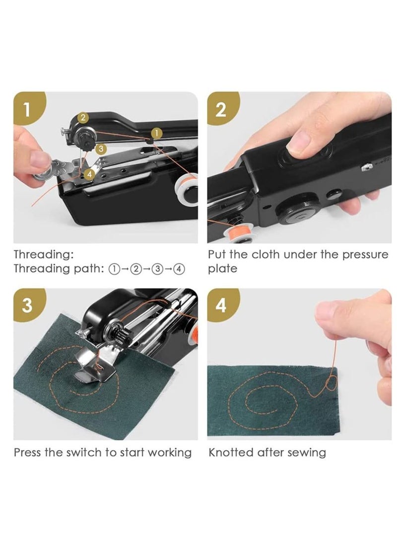 Handheld Sewing Machine Hand Held Device Tool Mini Portable Cordless Essentials for Home Quick Repairing and Stitch Handicrafts Easy to Operate Beginners