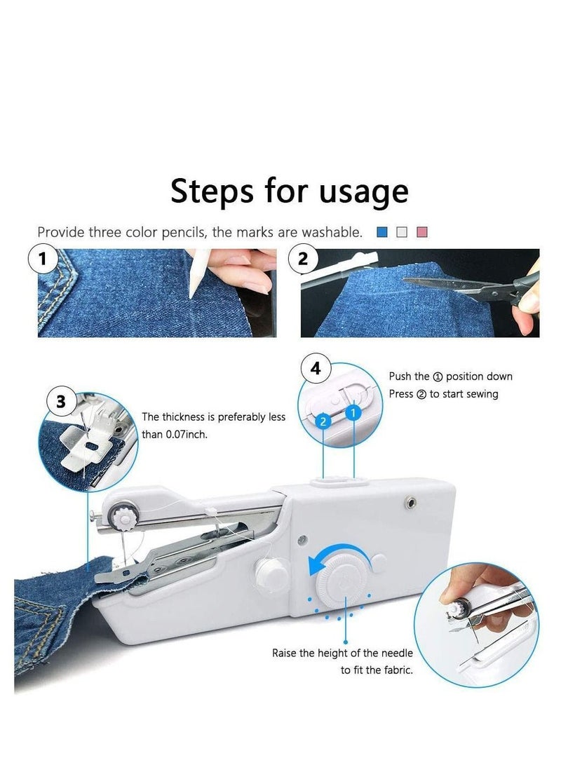 Mini Handheld Sewing Machine Portable Cordless, Quick Handy Electric Repairing Stitch Tool for Fabric Clothing Kids Cloth Home Travel DIY Use