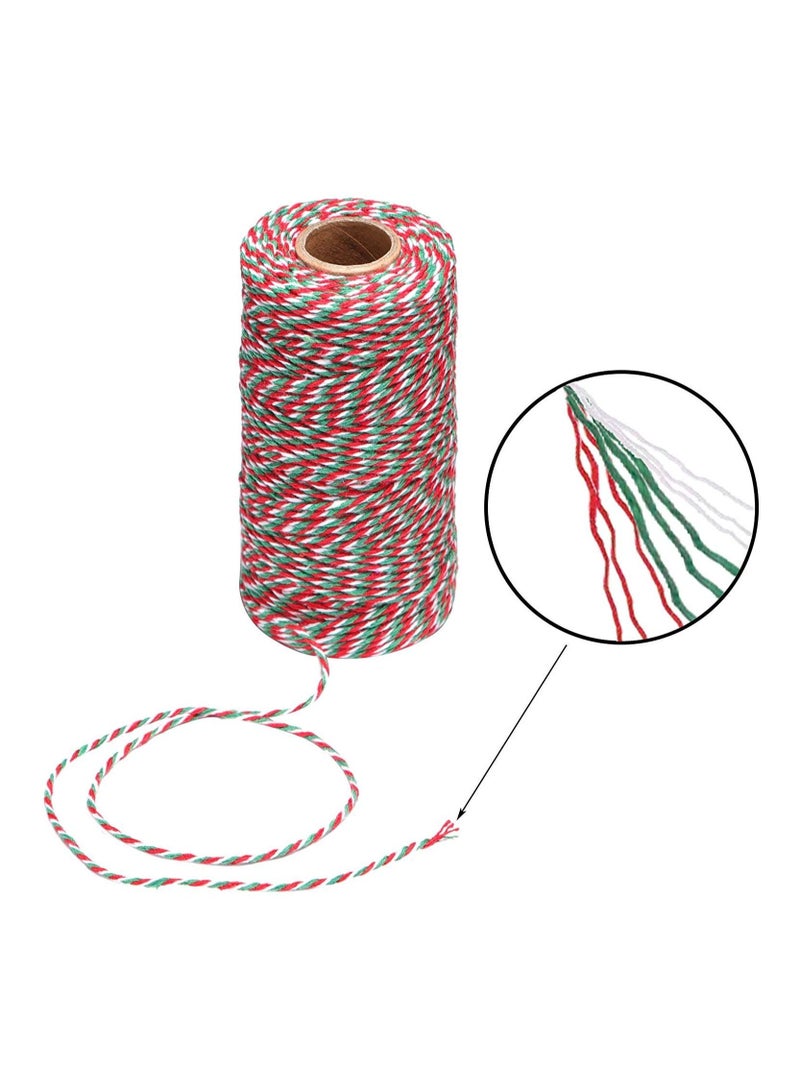 2 Rolls Colored Cotton Rope 200m 2MM Solid Wrapping Twine Durable Butchers String for Gift Meat Crafts Garden Wedding Decoration Packaging Thread