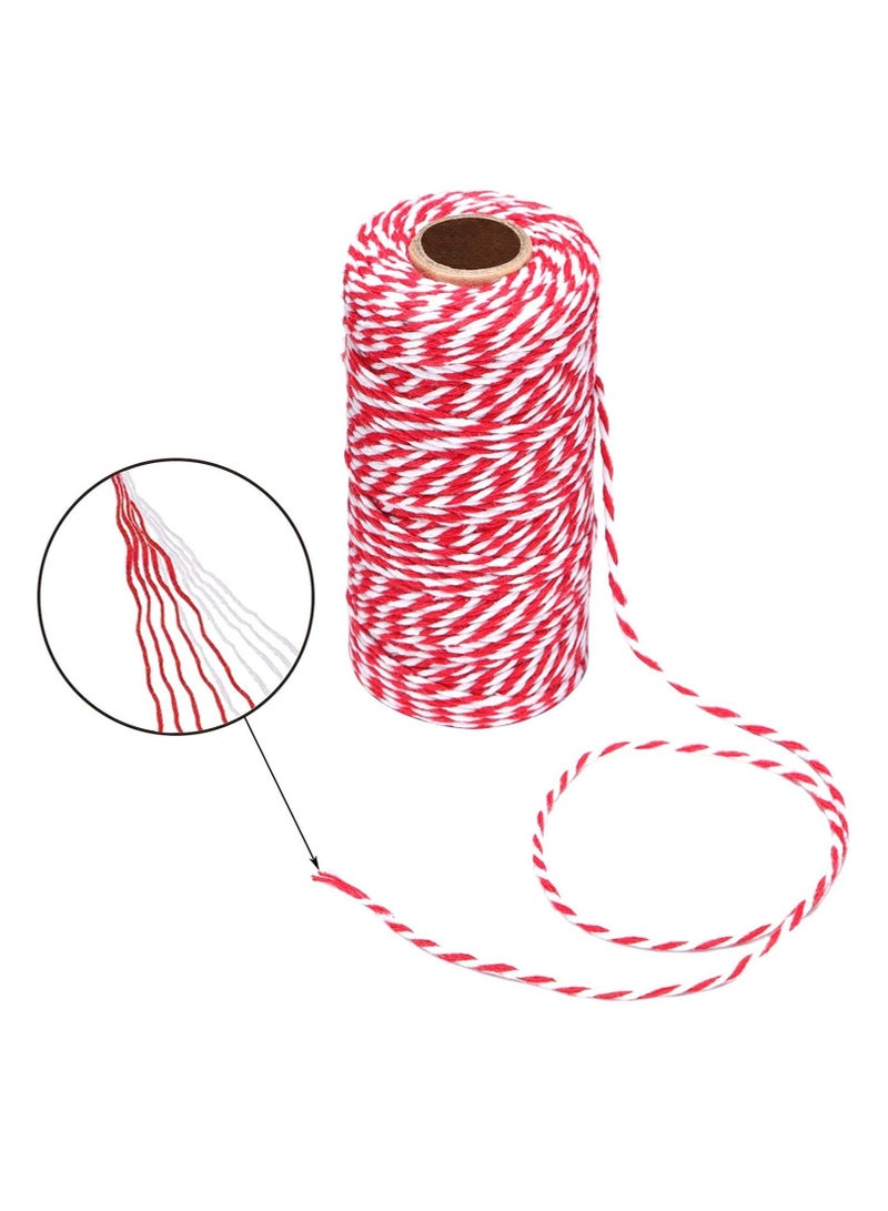 2 Rolls Colored Cotton Rope 200m 2MM Solid Wrapping Twine Durable Butchers String for Gift Meat Crafts Garden Wedding Decoration Packaging Thread