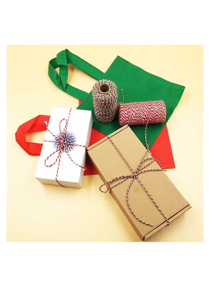 2 Rolls Colored Cotton Rope 200m 2MM Solid Wrapping Twine Durable Butchers String for Gift Meat Crafts Garden Wedding Decoration Packaging Thread