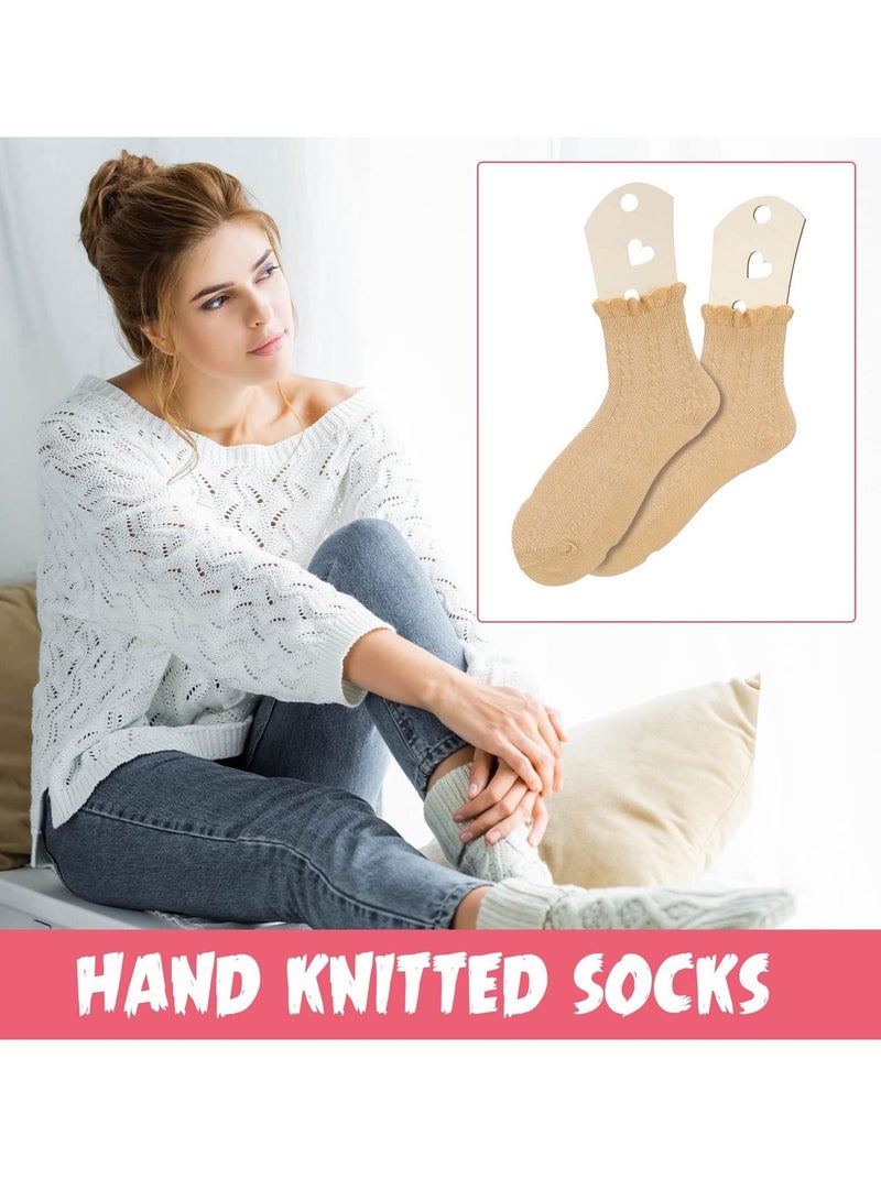 SYOSI Wooden Sock Blockers for Knitting, Adjustable Blocker Knitting Crochet Stocking Display Molds Knit Form Stretchers (4 Pieces)