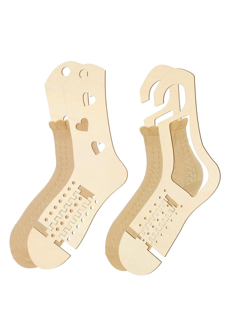 SYOSI Wooden Sock Blockers for Knitting, Adjustable Blocker Knitting Crochet Stocking Display Molds Knit Form Stretchers (4 Pieces)