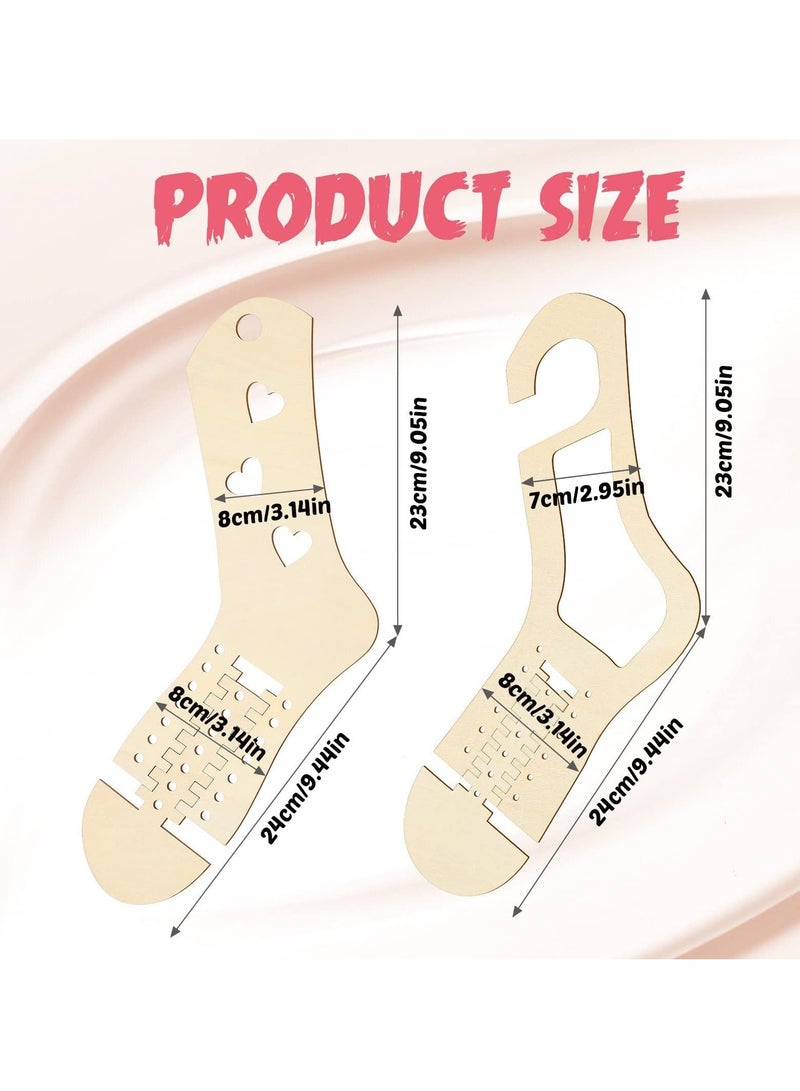 SYOSI Wooden Sock Blockers for Knitting, Adjustable Blocker Knitting Crochet Stocking Display Molds Knit Form Stretchers (4 Pieces)