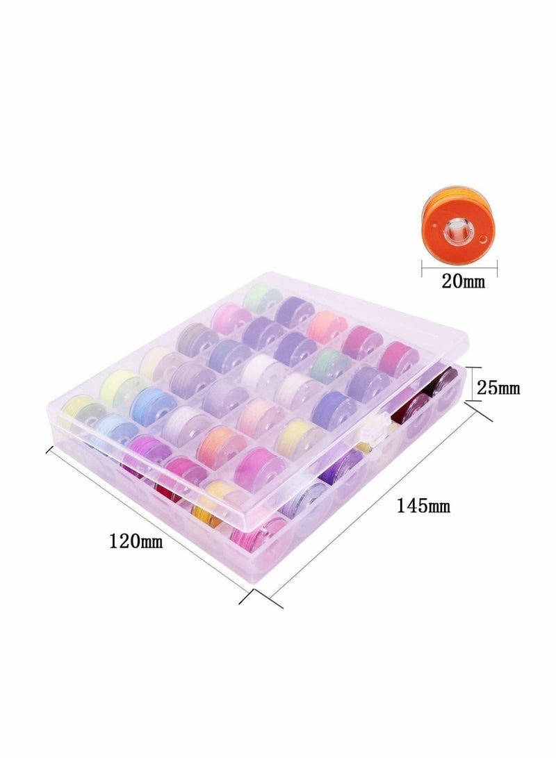 36Pcs Sewing Machine Bobbin Threads, Pre-Wound Bobbins Set with Storage Case Box for Brother/Babylock/Janome/Elna/Kenmore/Babylock/Singer - Assorted Colors