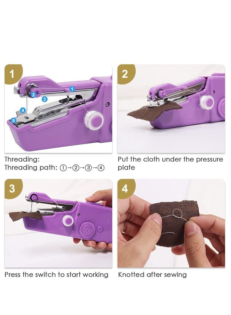 SYOSI Handheld Sewing Machine Hand Held Device Tool Mini Portable Cordless Essentials for Home Quick Repairing and Stitch Handicrafts Easy to Operate Beginners