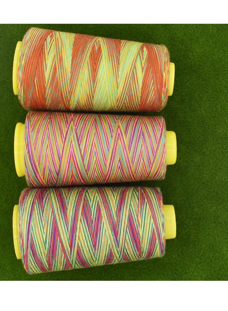 Sewing Thread, Rainbow Variegated Polyester Machine Thread All-Purpose 3 Cones of 3000 Yards Each Spool for Quilting Overlock Embroidery Hand