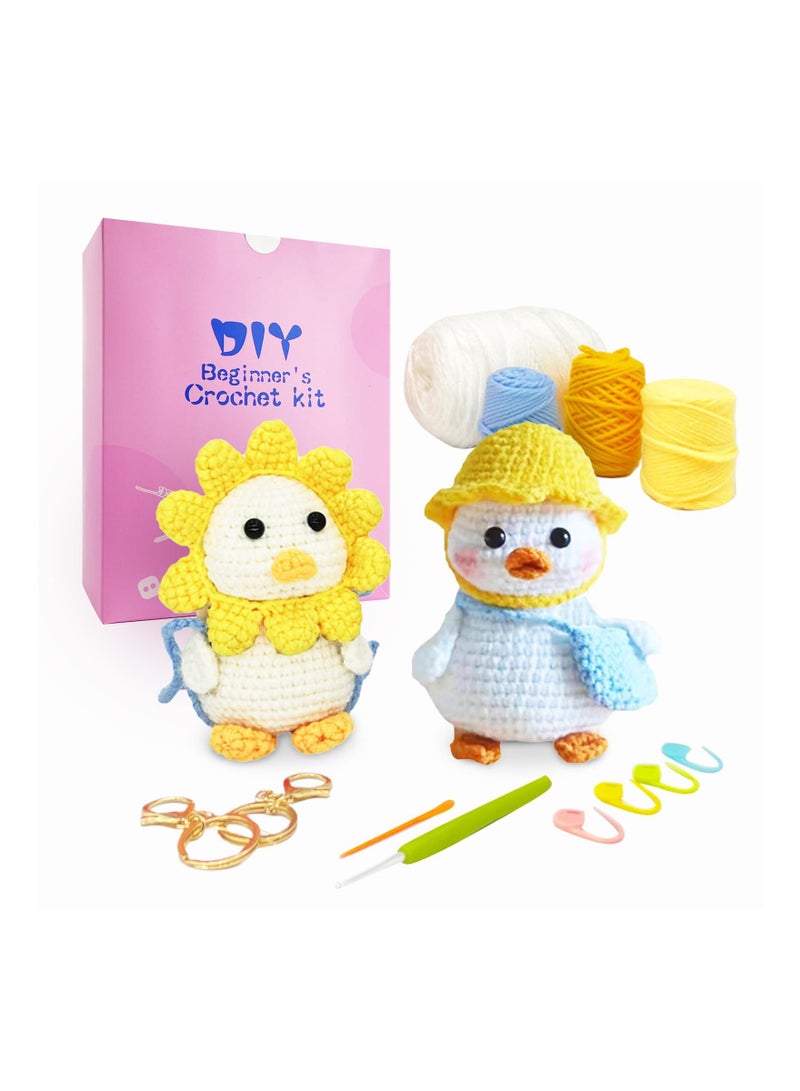 Crochet Kit for Beginners 2 Animal Patterns Set with Step by Video Instruction Ideal Adults and Kids (Duck)
