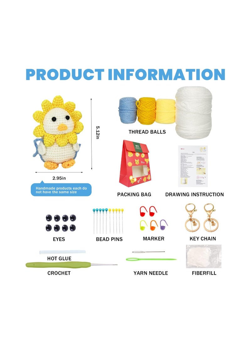 Crochet Kit for Beginners 2 Animal Patterns Set with Step by Video Instruction Ideal Adults and Kids (Duck)