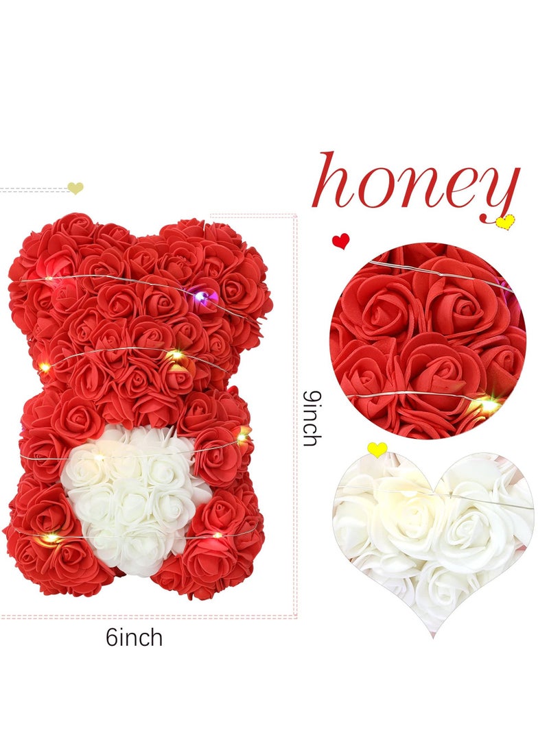 Rose Teddy Bear, Bear Gifts for Mom Girlfriends Wife, with Box Wedding,Valentines,Anniversary, Birthday,Bridal Shower etc Girls & Women (Red)