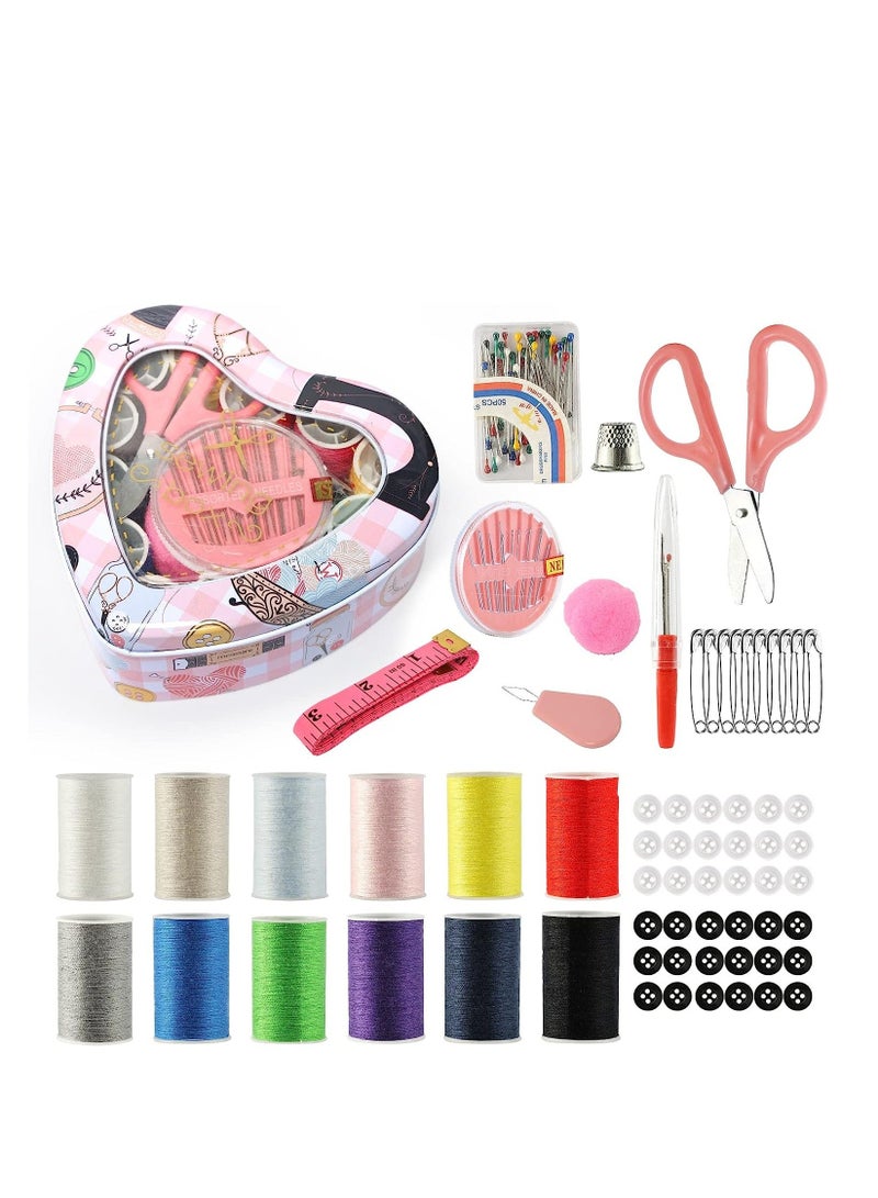 Portable Sewing Kit for Beginners - Travel-friendly Mini Set with Scissors, Thimble, and Tape Measure Emergency Repairs DIY Projects