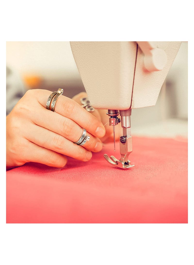 4 Pack Knitting Crochet Loop Ring for Fingers, Adjustable Tension Ring, Metal Open Yarn Guide Finger Holders, Thimbles Crochet- 2 Gold & Silver