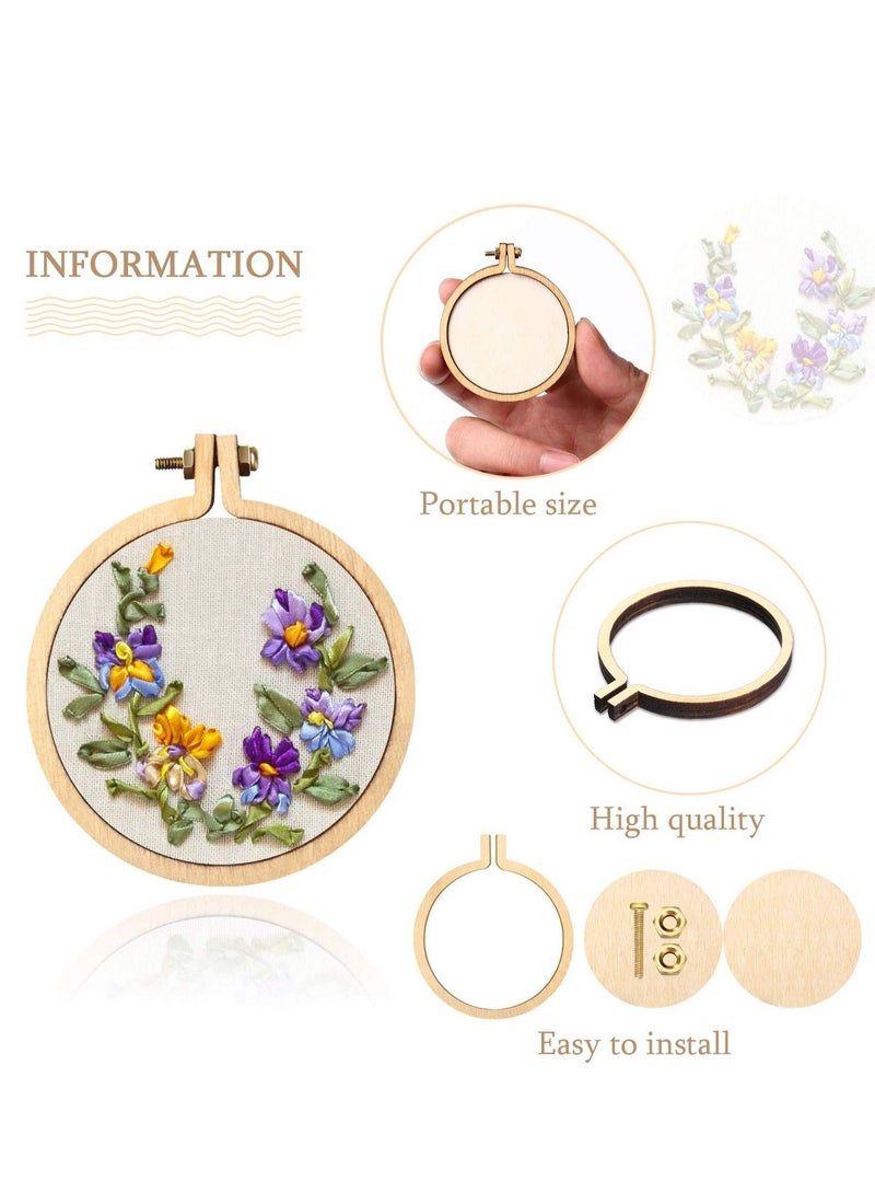 SYOSI 16 Pack Mini Wooden Embroidery Hoop Cross Stitch Ring for DIY Art Craft Handy Sewing Hoops