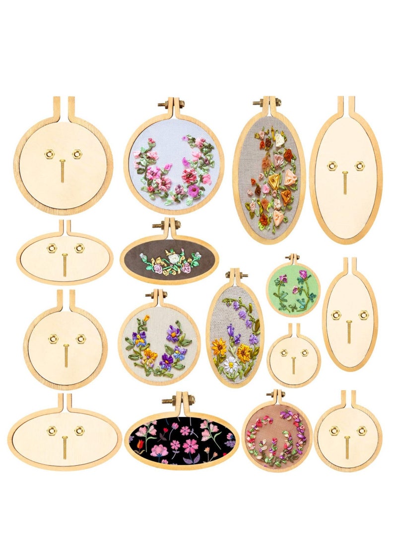 SYOSI 16 Pack Mini Wooden Embroidery Hoop Cross Stitch Ring for DIY Art Craft Handy Sewing Hoops