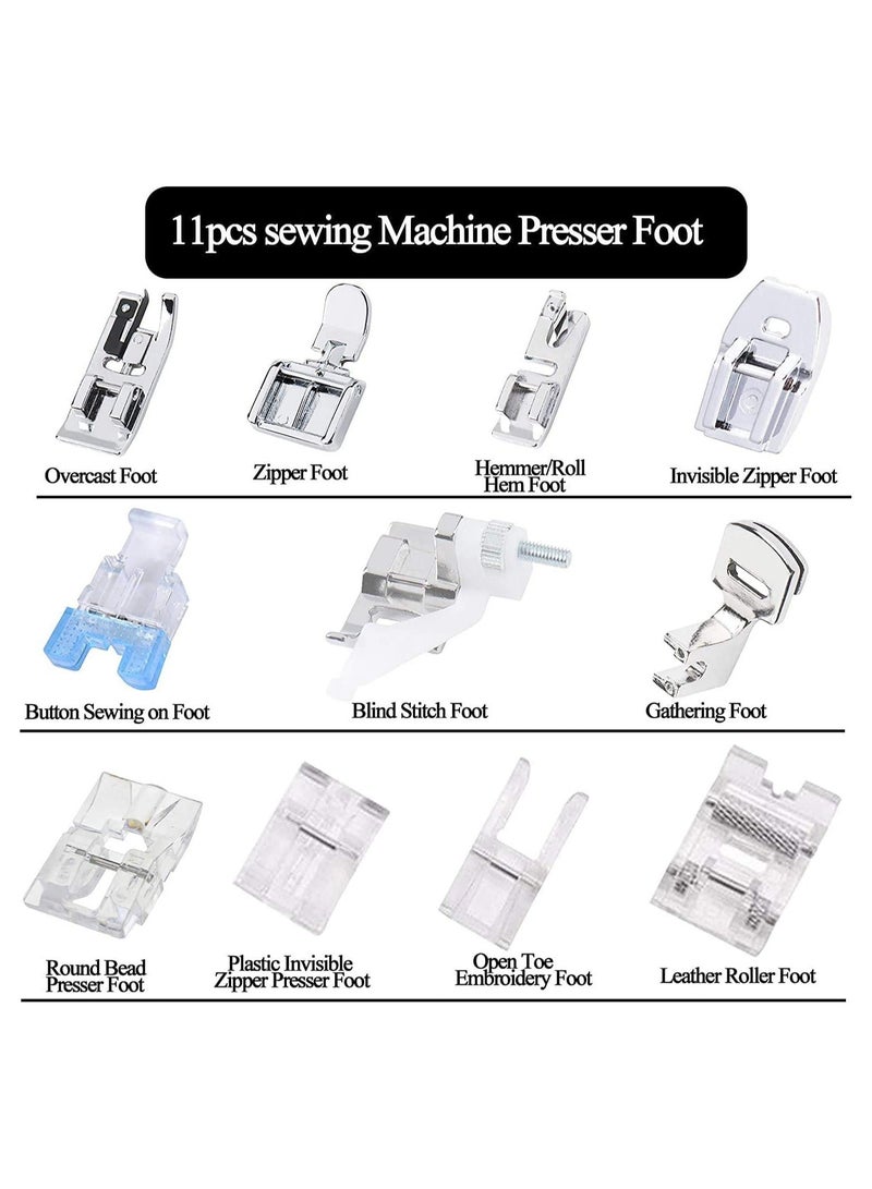 11 Pcs Presser Feet Sewing Machine Walking Kit Compatible for Brother Babylock Janome Elna Toyota New Home and Low Shank Machines