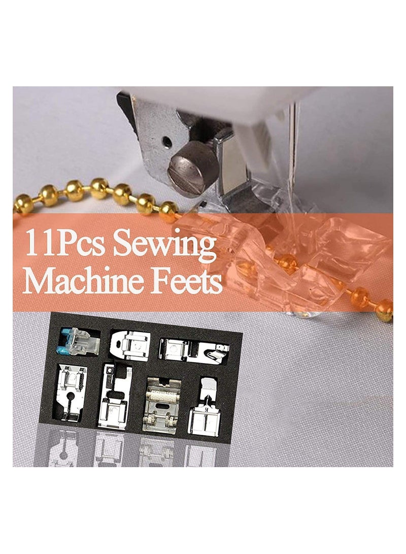 11 Pcs Presser Feet Sewing Machine Walking Kit Compatible for Brother Babylock Janome Elna Toyota New Home and Low Shank Machines