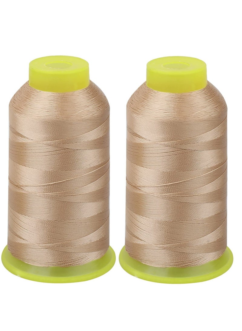 2 Roll Polyester Thread, Heavy Duty 98Yard/Reel 300D/3 Nylon Thread for Sewing, Sewing Upholstery, Outdoor Market, Drapery, Leather, Beading, Crafts (Khaki)