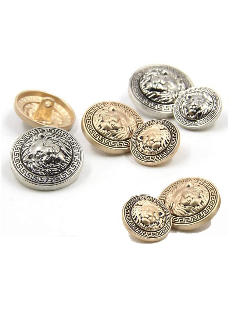 Lion Gold Metal Blazer Button, 30 Pieces Lion Head Embossed Sewing Button Suit Shirt DIY Buttons for Blazer, Suits, Sport Coat, Uniform (18mm)