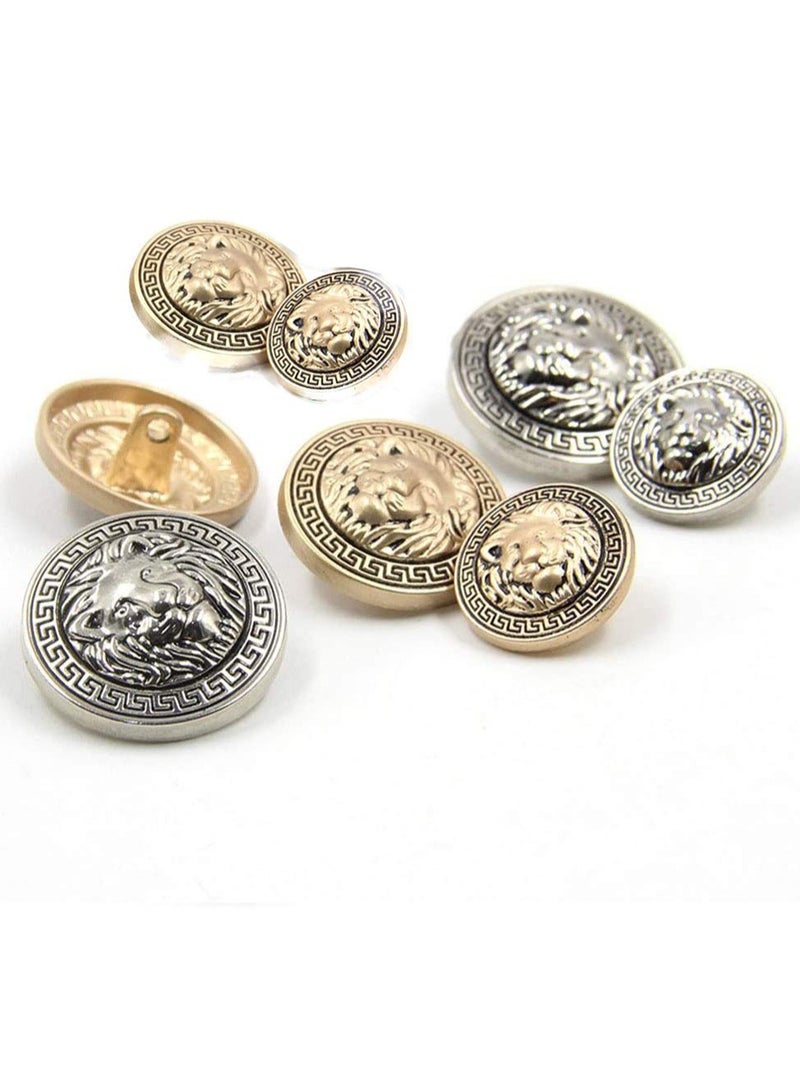 Lion Gold Metal Blazer Button, 30 Pieces Lion Head Embossed Sewing Button Suit Shirt DIY Buttons for Blazer, Suits, Sport Coat, Uniform (18mm)
