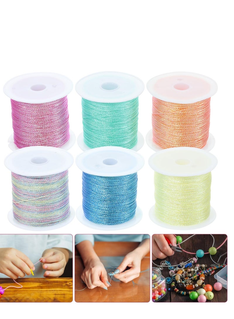 6 Rolls Lanyard for Bracelet Making, Waxed Polyester Cord Bracelet Rope, Suitable for Jewelry Making, DIY Friendship Bracelets