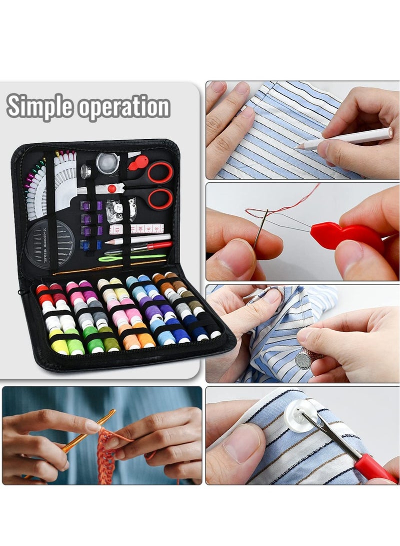 Portable Sewing Kit 100Piece Includes 30 Color Threads Scissors Needles Tape Measure and Other Accessories for Women Mom Traveler Adults Beginner