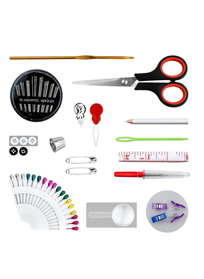 Portable Sewing Kit 100Piece Includes 30 Color Threads Scissors Needles Tape Measure and Other Accessories for Women Mom Traveler Adults Beginner