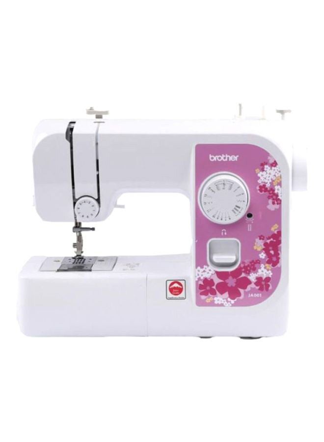 Compact Electric Sewing Machine Easy To Use Sewing And Mending Machine | Featuring 14 Range Of Stitches And Free Arm Conversion This 4-Step Buttonhole | Top Load Bobbin System And Led Sewing Light | An Instructional DVD For Easy Setup And Operation | Made In Vietnam JA001 White/Pink