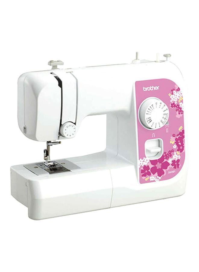 Compact Electric Sewing Machine Easy To Use Sewing And Mending Machine | Featuring 14 Range Of Stitches And Free Arm Conversion This 4-Step Buttonhole | Top Load Bobbin System And Led Sewing Light | An Instructional DVD For Easy Setup And Operation | Made In Vietnam JA001 White/Pink