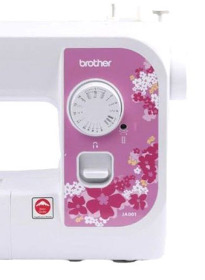 Compact Electric Sewing Machine Easy To Use Sewing And Mending Machine | Featuring 14 Range Of Stitches And Free Arm Conversion This 4-Step Buttonhole | Top Load Bobbin System And Led Sewing Light | An Instructional DVD For Easy Setup And Operation | Made In Vietnam JA001 White/Pink