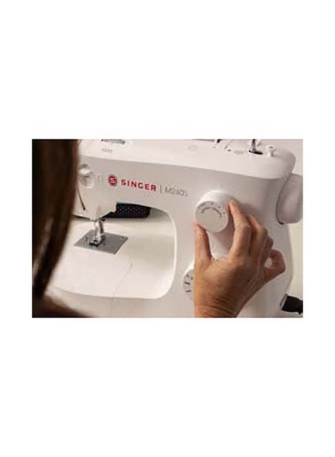 Portable Sewing Machine, 8 Built-In Stitches, 4 Step Buttonhole, Foot Controller, Stitch Selection Dial, LED Light, Adjustable Stitch Length, Free Arm, Accessories Kit SGM-M2405 White/Silver